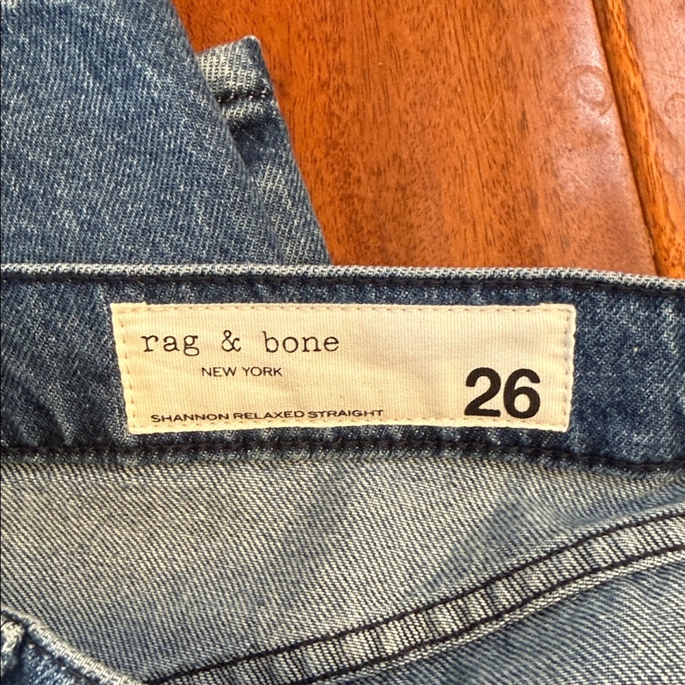 rag & bone Women's Straight Leg Jeans in Medium Blue - Picture 6 of 8